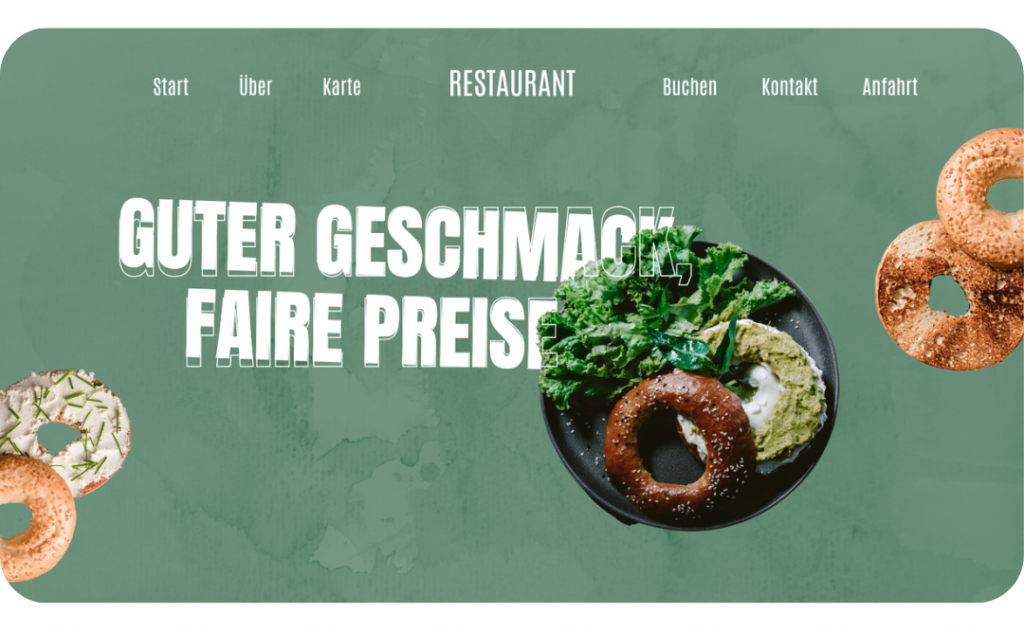 Webdesign Restaurant Website Startseite für Lokales Unternehmen
