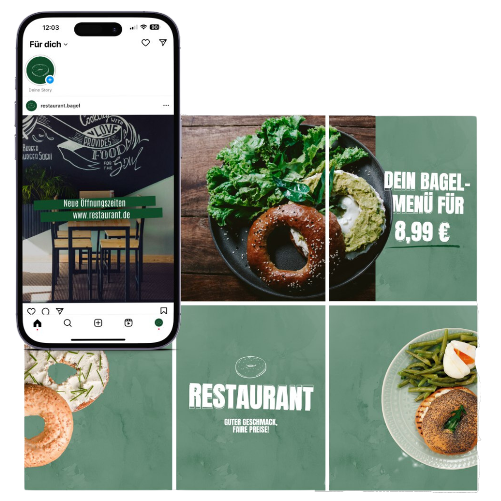 Professionelles Design für ein Instagram Feed eines Restaurants von einer Social Media Agentur Mittweida