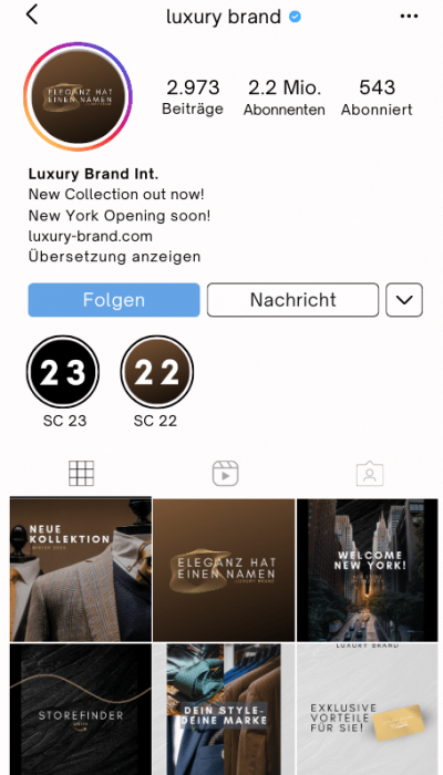 Instagram Design für ein Online Shop von einer Social Media Agentur Mittweida